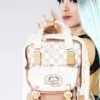 Kaleido Series Macaroon Mini Backpack In Mushroom Checked