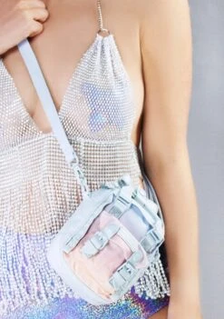 Sky X Ribbon Series Macaroon Tiny Crossbody Bag In Blue Lotus