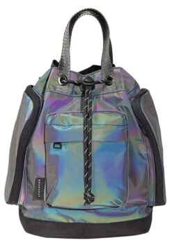 Limelight Series Pyramid Tiny Convertible Mini Backpack In Dark Rainbow -Doughnut Bags Outlet Store DoughnutOfficialLimelightSeriesReflectivePyramidTinyFestivalBackpackREF d 1